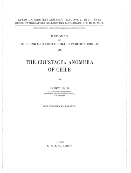 The Crustacea Anomura of Chile