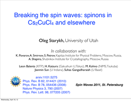 Breaking the Spin Waves: Spinons in Cs2cucl4 and Elsewhere