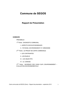 Rapport De Présentation Ségos