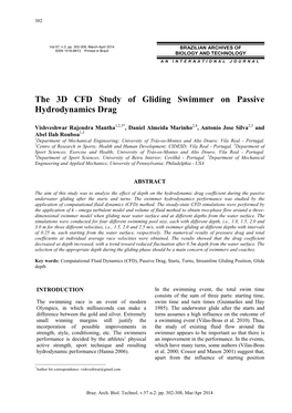 The 3D CFD Study of Gliding Swimmer on Passive Hydrodynamics Drag