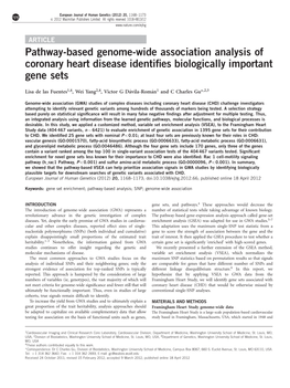 Pathway-Based Genome-Wide Association Analysis of Coronary Heart Disease Identiﬁes Biologically Important Gene Sets
