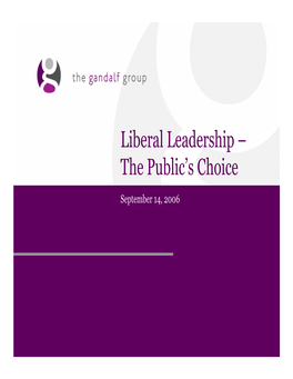 Liberal Leadership – the Public’S Choice