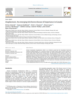 Anaplasmosis: an Emerging Tick-Borne Disease of Importance in Canada