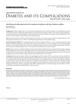 Diabetes and Its Complications May 28-29, 2018 Osaka, Japan