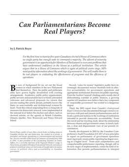 Can Parliamentarians Become Real Players?
