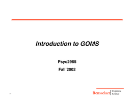 Introduction to GOMS