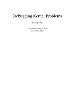 Debugging Kernel Problems