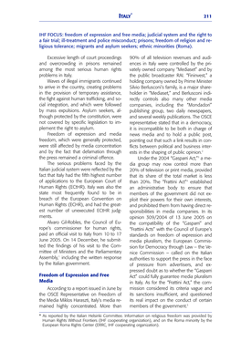 IHF REPORT 2006 ITALY 213 Reduce the Number of Applications Against Judges and Prosecutors Among Magis- Italy in the Ecthr