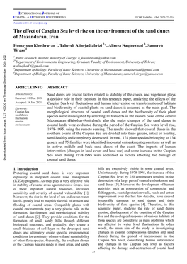 The Effect of Caspian Sea Level Rise on the Environment of the Sand Dunes of Mazandaran, Iran