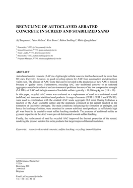 Recycling of Autoclaved Aerated Concrete in Screed and Stabilized Sand