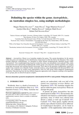 Halcroft Etal 2015 Delimiting the Species of Austroplebeia