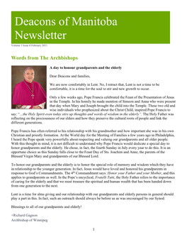 Deacons of Manitoba Newsletter Volume 1 Issue 8 February 2021