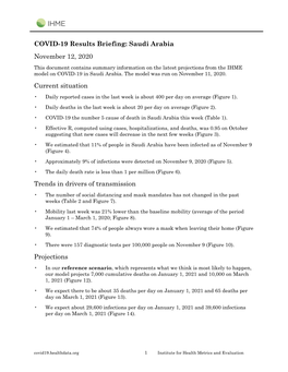 COVID-19 Results Briefing: Saudi Arabia November 12, 2020 Current