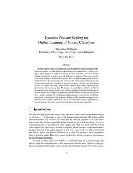 Dynamic Feature Scaling for Online Learning of Binary Classifiers