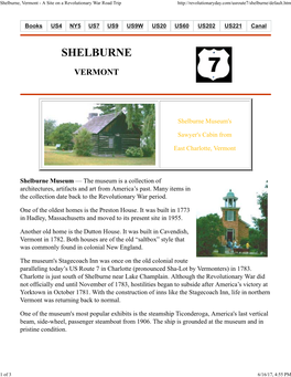 Shelburne, Vermont - a Site on a Revolutionary War Road Trip