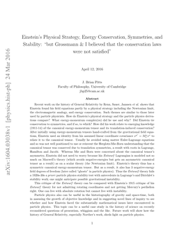 Einstein's Physical Strategy, Energy Conservation, Symmetries, And