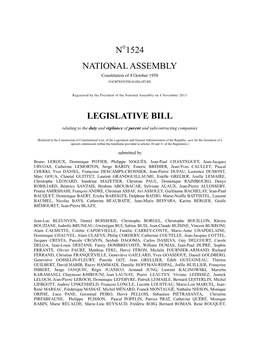 N°1524 National Assembly Legislative Bill