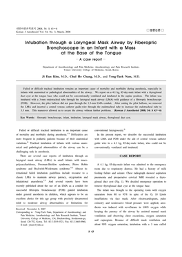 Intubation Through a Laryngeal Mask Airway by Fiberoptic Bronchoscope in an Infant with a Mass at the Base of the Tongue − a Case Report −