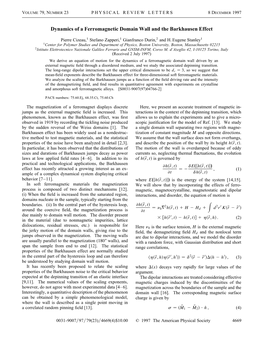 Dynamics of a Ferromagnetic Domain Wall and the Barkhausen Effect