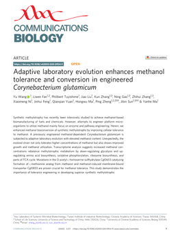 Adaptive Laboratory Evolution Enhances Methanol Tolerance and Conversion in Engineered Corynebacterium Glutamicum