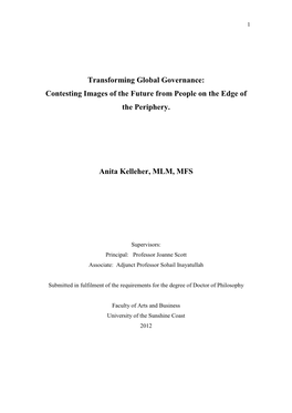 Transforming Global Governance: Contesting Images of the Future from People on the Edge of the Periphery