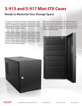 S-915 and S-917 Mini-ITX Cases Ready to Maximize Your Storage Space