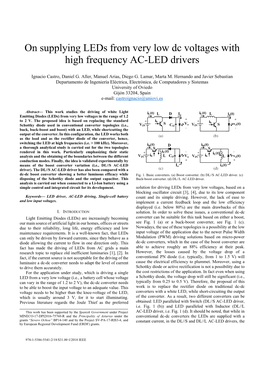 On Supplying Leds from Very Low Dc Voltages with High Frequency AC-LED Drivers