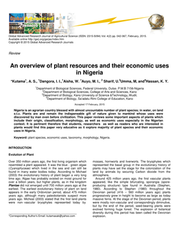 An Overview of Plant Resources and Their Economic Uses in Nigeria