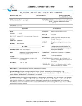 NMAM 9000: Asbestos, Chrysotile By