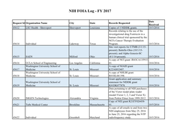 NIH FOIA Log - FY 2017