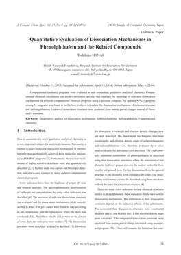 Quantitative Evaluation of Dissociation Mechanisms in Phenolphthalein and the Related Compounds