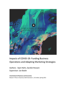 Impacts of COVID-19: Funding Business Operations and Adapting Marketing Strategies