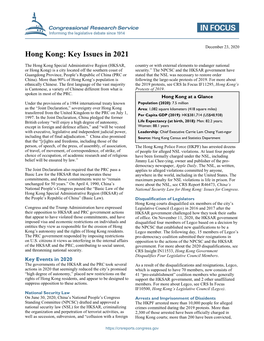 Hong Kong: Key Issues in 2021
