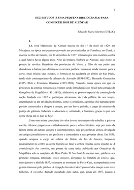 PARA CONHECER JOSÉ DE ALENCAR Eduardo Vieira Martins