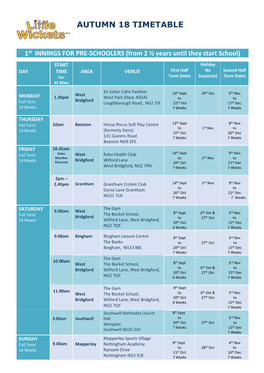 Autumn 18 Timetable