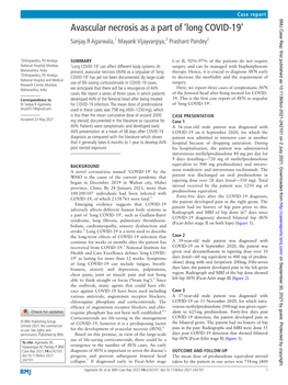 Avascular Necrosis As a Part of ‘Long COVID-19’ Sanjay R Agarwala,1 Mayank Vijayvargiya,2 Prashant Pandey2