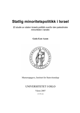Statlig Minoritetspolitikk I Israel