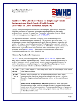 Child Labor Rules for Employing Youth in Restaurants and Quick-Service Establishments Under the Fair Labor Standards Act (FLSA)