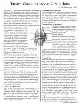 Treating Osteoarthritis with Chinese Herbs by Jake Schmalzriedt, DOM