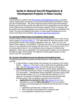 Guide to Natural Gas/Oil Regulations & Development Projects in Mesa