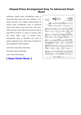 Shayad Piano Arrangement Easy to Advanced Sheet Music