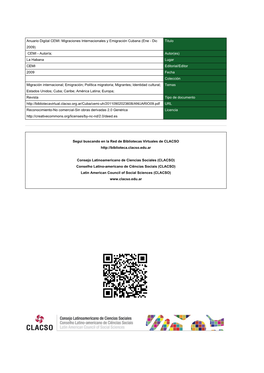 Anuario Digital CEMI: Migraciones Internacionales Y Emigración Cubana