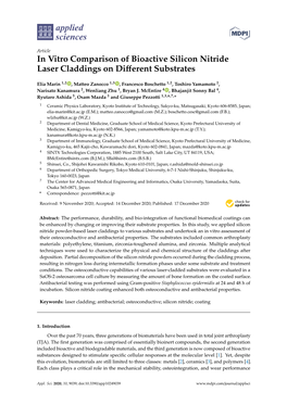 In Vitro Comparison of Bioactive Silicon Nitride Laser Claddings on Diﬀerent Substrates