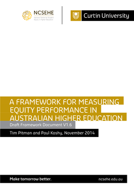 A Framework for Measuring Australian Higher