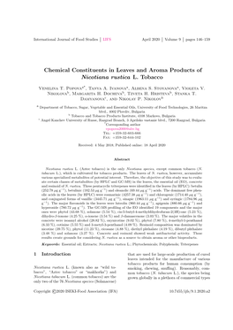 Chemical Constituents in Leaves and Aroma Products of Nicotiana Rustica L