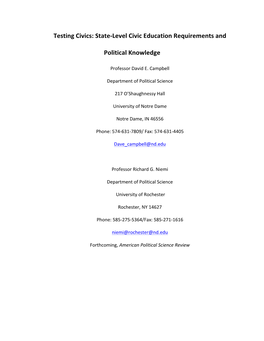Testing Civics: State-Level Civic Education Requirements and Political Knowledge