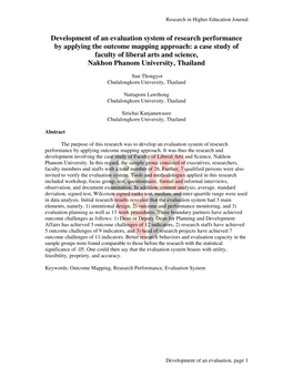 Development of an Evaluation System of Research Performance By