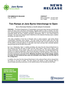 Two Ramps at Jane Byrne Interchange to Open