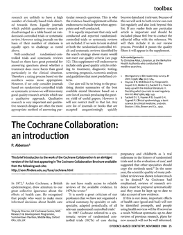 The Cochrane Collaboration: an Introduction P