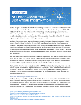 Overview of the Region and Its Economy San Diego County Consist of the San Diego-Chula Vista-Carlsbad, CA Metropolitan Statistical Area